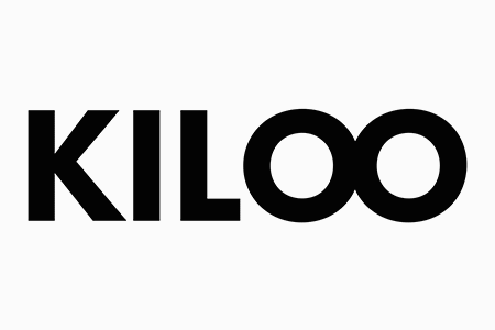 Kiloo logo der står og blinker i sort hvid